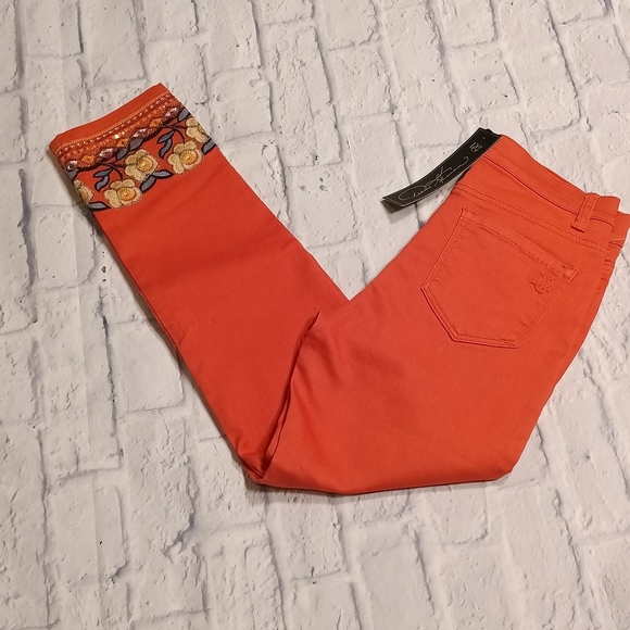 Vibrant Orange Embroidered Pants - Picture 2 of 9